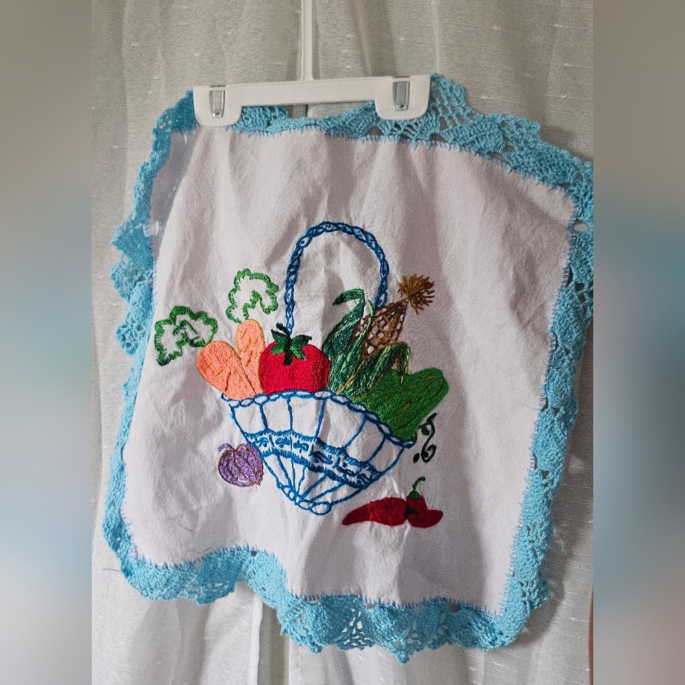 Embroidered Table Napkin Blue Trim